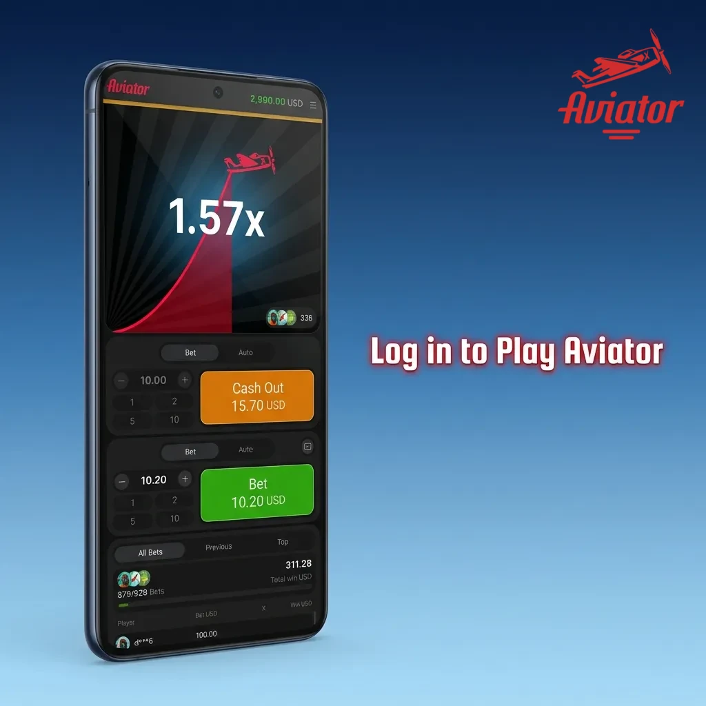 User logging into Aviator game on mobile device with login credentials and biometric authentication options displayed